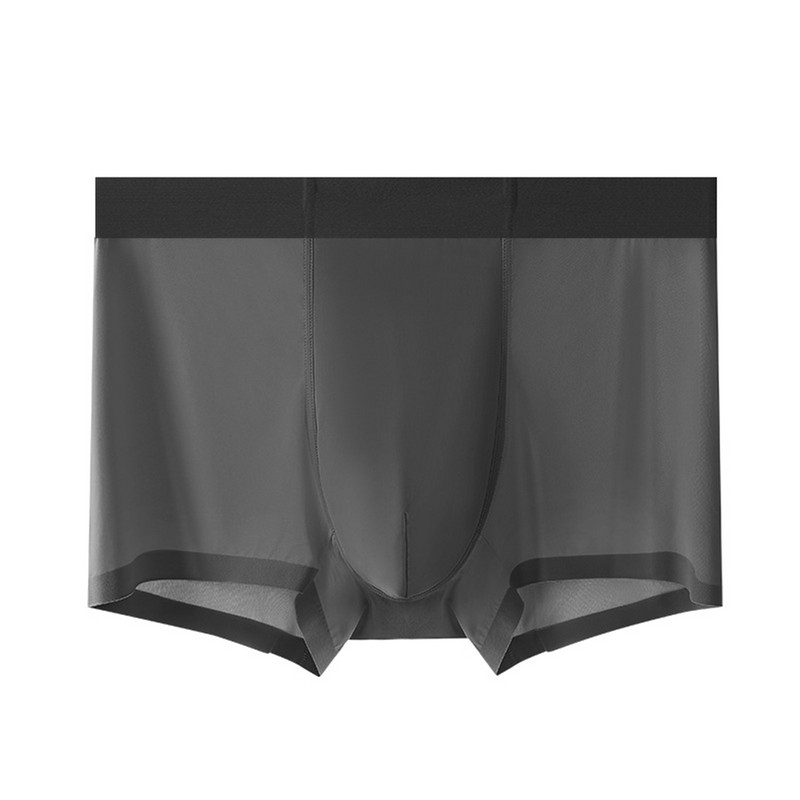 Besiūliai apatiniai Seksualūs Vyriški Ice Silk Bokserinės kelnaitės U išsipūtusios apatinės kelnaitės Stretch šortai lagaminai kvėpuojančios be pėdsakų kelnaitės