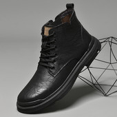 Cizme din piele la modă britanică Cizme Martin noi de iarnă pentru bărbați Pantofi pentru bărbați ocazional din  Cizme negre cu pană la gleznă