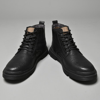 Δερμάτινες μπότες βρετανικής μόδας Χειμερινές νέες μπότες Martin για άντρες Μόδα casual Ανδρικά παπούτσια Μαύρα σφηνοειδή μποτάκια