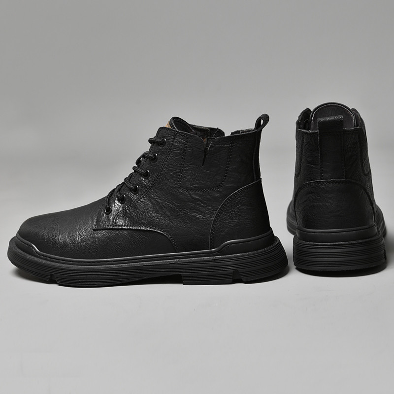 Cizme din piele la modă britanică Cizme Martin noi de iarnă pentru bărbați Pantofi pentru bărbați ocazional din  Cizme negre cu pană la gleznă