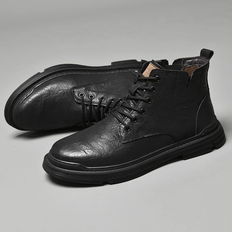 Cizme din piele la modă britanică Cizme Martin noi de iarnă pentru bărbați Pantofi pentru bărbați ocazional din  Cizme negre cu pană la gleznă
