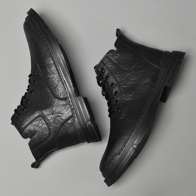 Cizme din piele la modă britanică Cizme Martin noi de iarnă pentru bărbați Pantofi pentru bărbați ocazional din  Cizme negre cu pană la gleznă