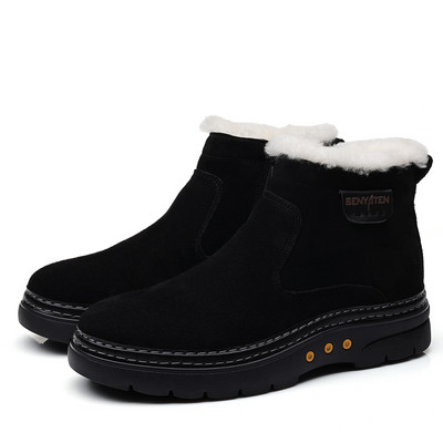 Cizme pentru bărbați Cizme de zăpadă din blană caldă Cizme de zăpadă din piele de căprioară Cizme cu blană pentru bărbați Pantofi de pluș pentru bărbați Pantofi de exterior pentru bărbați Cizme de zăpadă din pluș de iarnă Acasă