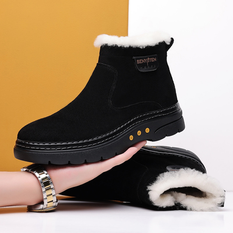 Cizme pentru bărbați Cizme de zăpadă din blană caldă Cizme de zăpadă din piele de căprioară Cizme cu blană pentru bărbați Pantofi de pluș pentru bărbați Pantofi de exterior pentru bărbați Cizme de zăpadă din pluș de iarnă Acasă