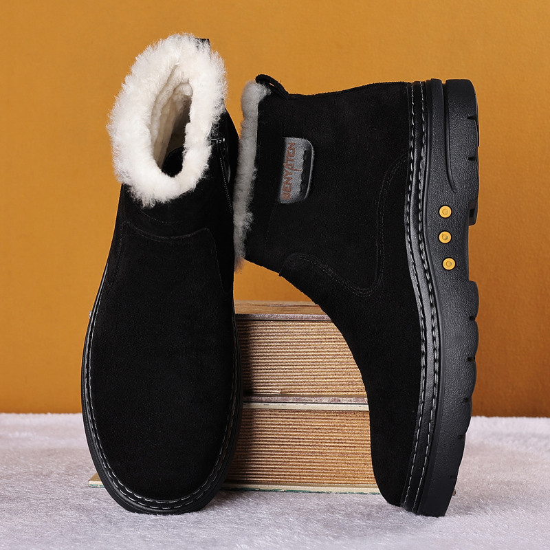 Cizme pentru bărbați Cizme de zăpadă din blană caldă Cizme de zăpadă din piele de căprioară Cizme cu blană pentru bărbați Pantofi de pluș pentru bărbați Pantofi de exterior pentru bărbați Cizme de zăpadă din pluș de iarnă Acasă