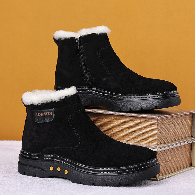 Cizme pentru bărbați Cizme de zăpadă din blană caldă Cizme de zăpadă din piele de căprioară Cizme cu blană pentru bărbați Pantofi de pluș pentru bărbați Pantofi de exterior pentru bărbați Cizme de zăpadă din pluș de iarnă Acasă