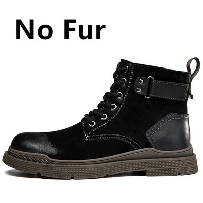 Cizme de iarnă pentru bărbați la modă nouă Cizme de piele calde la gleznă pentru cuplu Cizme de motocicletă impermeabile cu vârf înalt de înaltă calitate.