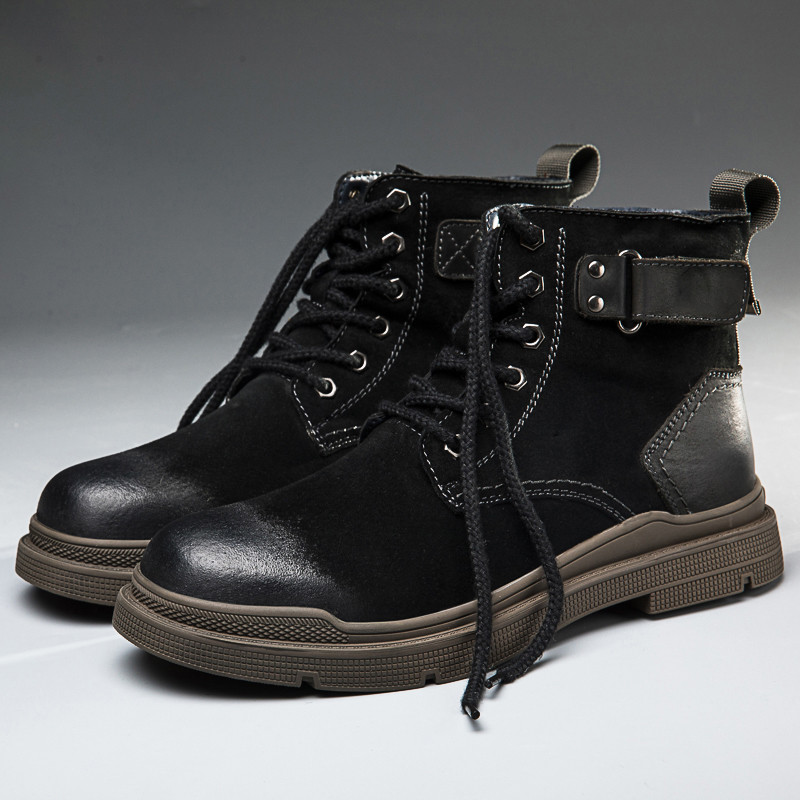 Cizme de iarnă pentru bărbați la modă nouă Cizme de piele calde la gleznă pentru cuplu Cizme de motocicletă impermeabile cu vârf înalt de înaltă calitate.