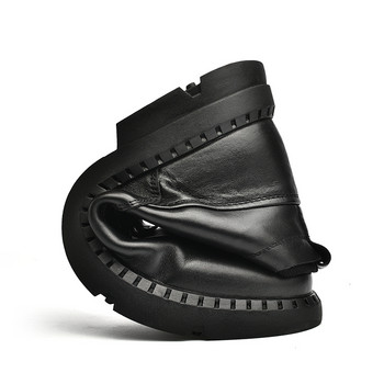 New Tide Мъжки ежедневни обувки Британски стил Tooling Shoes Удобни мотоциклетни ботуши Черни мъжки ботуши Зимни ботуши за сняг на платформа