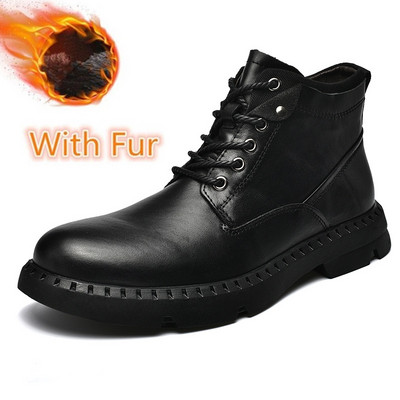 New Tide Ανδρικά παπούτσια Casual Παπούτσια βρετανικού στυλ Άνετα μπότες μοτοσυκλέτας Μαύρες ανδρικές μπότες Χειμερινή πλατφόρμα Μπότες χιονιού