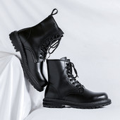 Britų stiliaus vyriški odiniai madingi batai, suvarstomi trumpi, vyriški, lauko platforma, aukšti motociklo batai, neslystantys batai