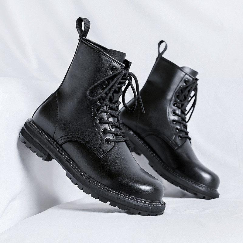 Britų stiliaus vyriški odiniai madingi batai, suvarstomi trumpi, vyriški, lauko platforma, aukšti motociklo batai, neslystantys batai