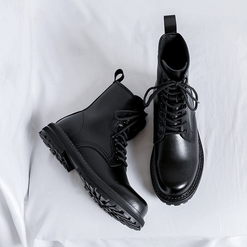 Britų stiliaus vyriški odiniai madingi batai, suvarstomi trumpi, vyriški, lauko platforma, aukšti motociklo batai, neslystantys batai