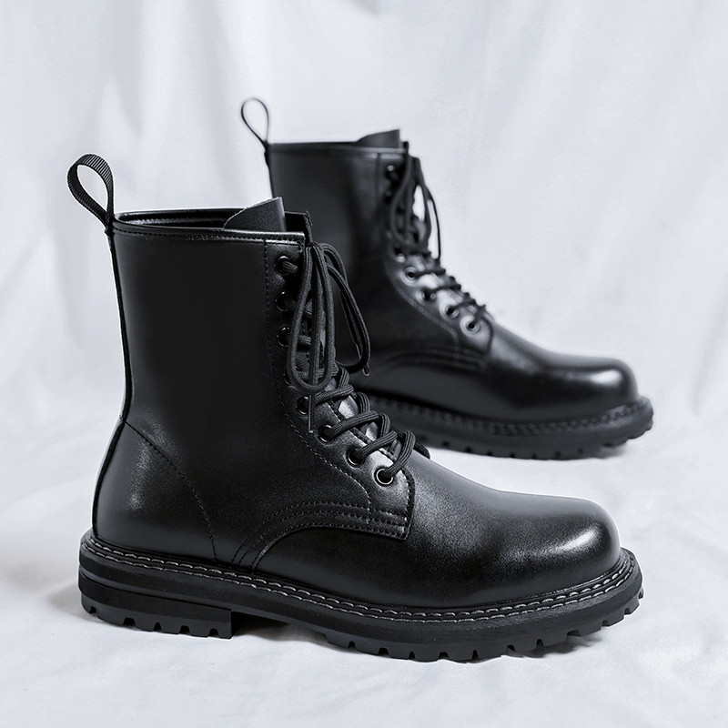 Britų stiliaus vyriški odiniai madingi batai, suvarstomi trumpi, vyriški, lauko platforma, aukšti motociklo batai, neslystantys batai