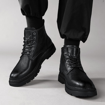 Χειμερινές φθινοπωρινές μπότες Μαύρες, κομψές, ανδρικές, ανδρικές μπότες, στρατιωτικές δερμάτινες, ανδρικές μπότες μοτοκρός
