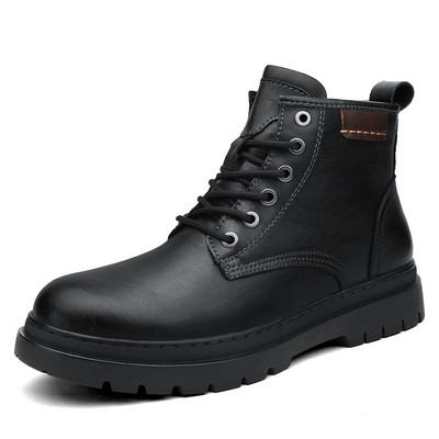 Zimske jesenske čizme, crne vanjske, elegantne visoke cipele za muškarce, ležerne kožne čizme za motocross u vojnom stilu, muške cipele