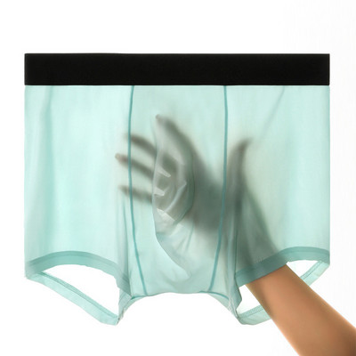 Bešavne muške ledeno svileno donje rublje Boksačice s izbočenim džepovima Seksi kratke hlače U konveksne vrećice Bokserice Rastezljive ravne bokserice