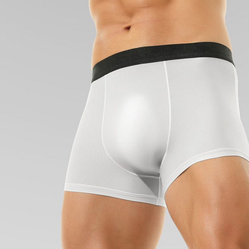 Bešavne muške ledeno svileno donje rublje Boksačice s izbočenim džepovima Seksi kratke hlače U konveksne vrećice Bokserice Rastezljive ravne bokserice