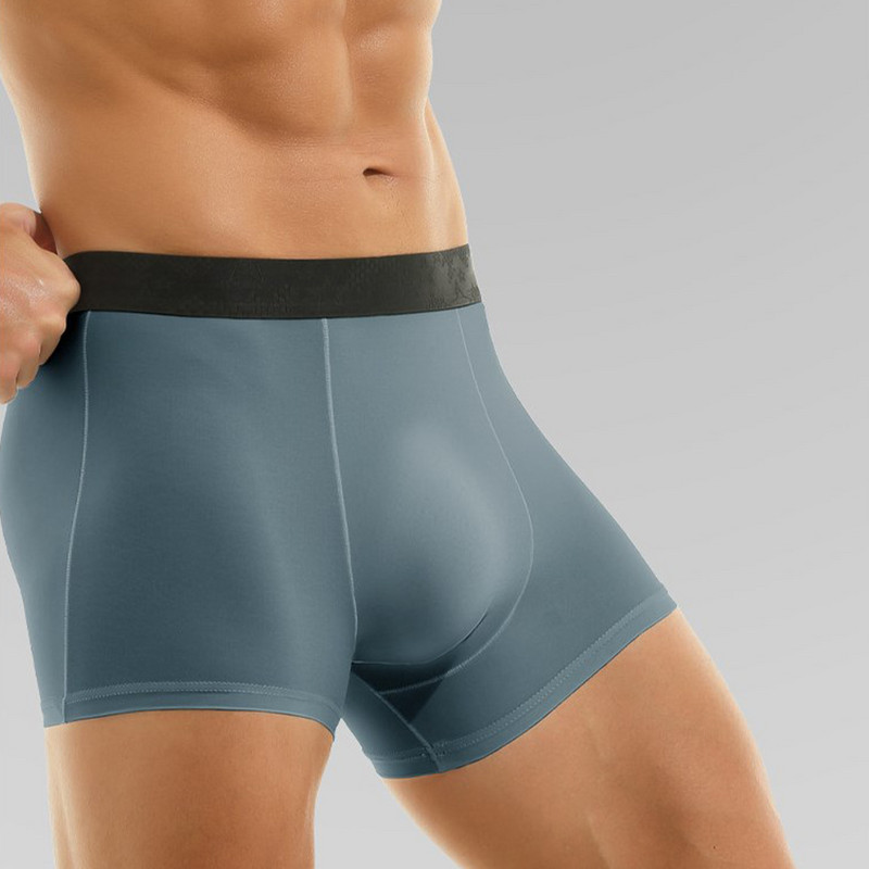Bešavne muške ledeno svileno donje rublje Boksačice s izbočenim džepovima Seksi kratke hlače U konveksne vrećice Bokserice Rastezljive ravne bokserice