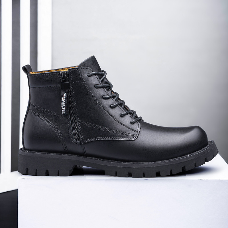 Muške modne čizme od kože do gležnja Klasične visoke muške cipele Crne punk muške čizme Vanjske modne muške cipele sa patentnim zatvaračem sa strane