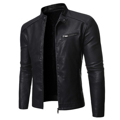 Ležerna kožna jakna Muškarci Proljeće Jesen Kaput Motociklistički Biker Slim Fit Outwear Muška Crno Plava Odjeća Plus Veličina S-3XL