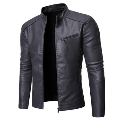 Ležerna kožna jakna Muškarci Proljeće Jesen Kaput Motociklistički Biker Slim Fit Outwear Muška Crno Plava Odjeća Plus Veličina S-3XL