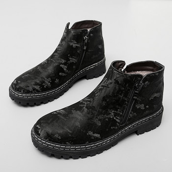 Зимни боти до глезена Плоски обувки Мъжки обувки Модни мъжки обувки с приплъзване Ежедневни черни ботуши 2022 Мъжки ботуши Модни обувки Chelsea