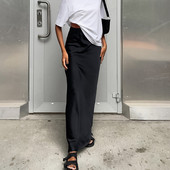 Fuste negre din satin Fusta trompeta cu talie inalta femei Fusta maxi verde pentru femeie Toamna Matase Elegant Streetwear Fusta lunga rosie solida