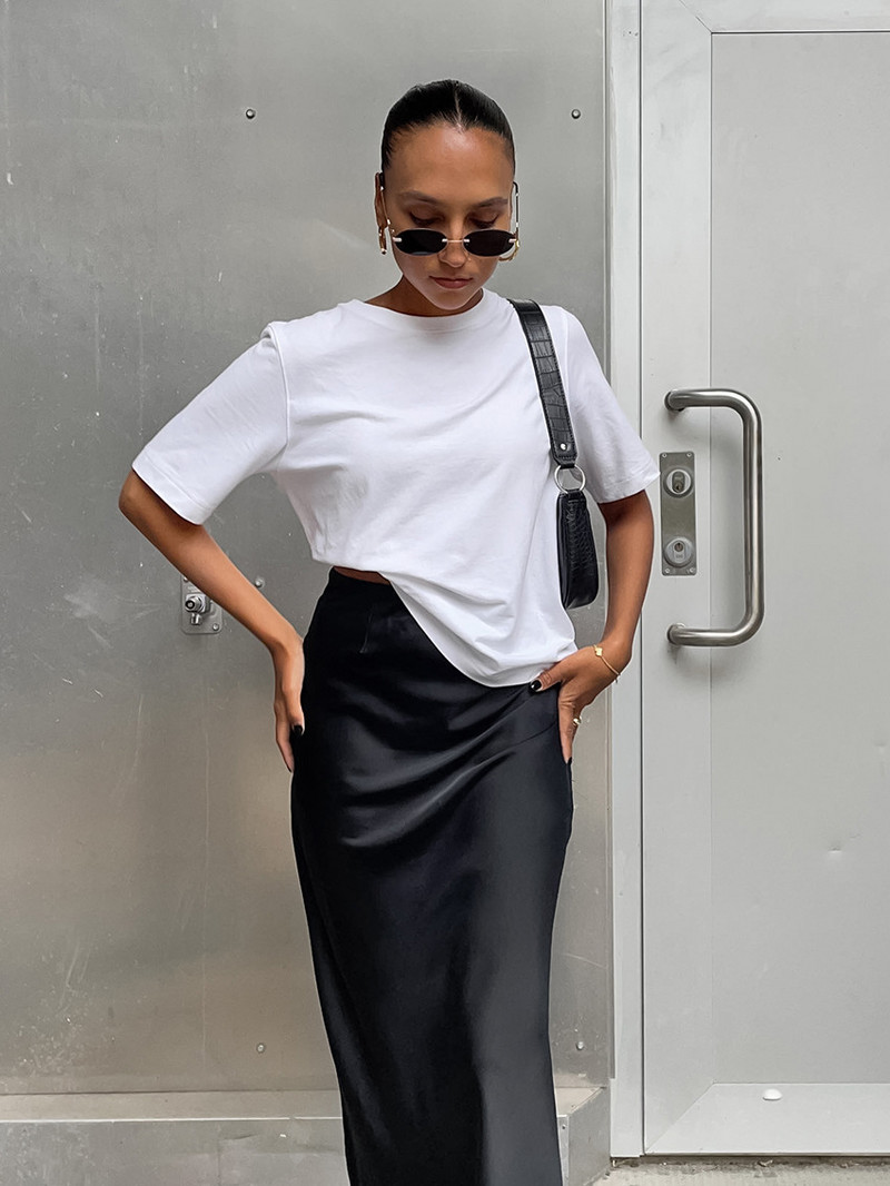 Fuste negre din satin Fusta trompeta cu talie inalta femei Fusta maxi verde pentru femeie Toamna Matase Elegant Streetwear Fusta lunga rosie solida