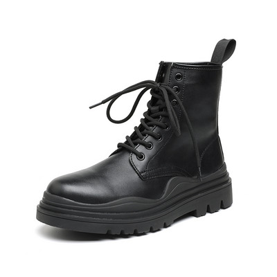 Luksuzni dizajn Muške Chelsea čizme s platformom Debeli donji dio Kožne gležnjače s podijeljenim gležnjama Muška obuća Čizme s okruglim prstima na vezanje