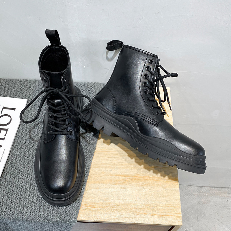 Luksuzni dizajn Muške Chelsea čizme s platformom Debeli donji dio Kožne gležnjače s podijeljenim gležnjama Muška obuća Čizme s okruglim prstima na vezanje