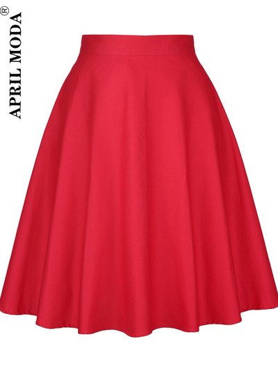 Sieviešu skrejceļš kokvilnas retro retro svārki melni Faldas ar augstu vidukli A līnija Rockabilly Jupe 50s Swing lietussargu svārki Pin Up Skater