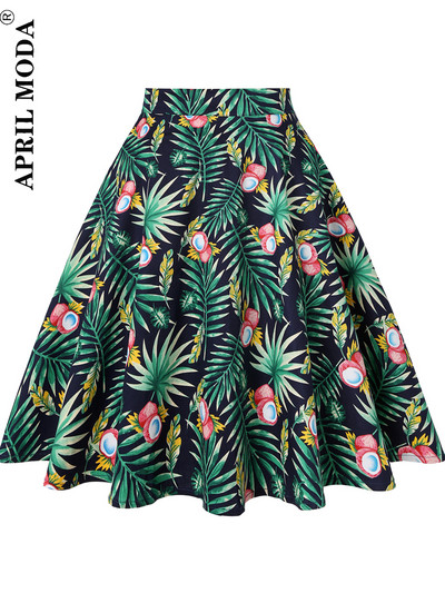 Sieviešu skrejceļš kokvilnas retro retro svārki melni Faldas ar augstu vidukli A līnija Rockabilly Jupe 50s Swing lietussargu svārki Pin Up Skater