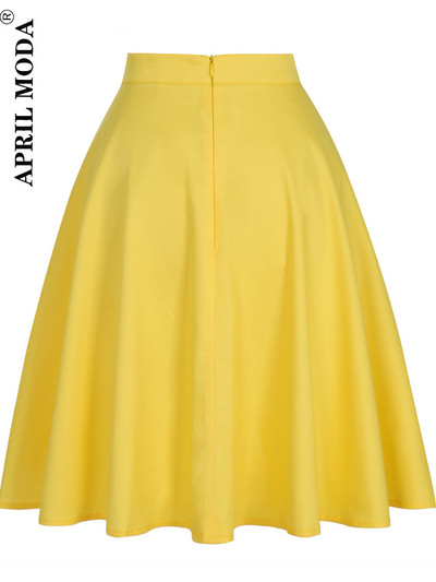 Sieviešu skrejceļš kokvilnas retro retro svārki melni Faldas ar augstu vidukli A līnija Rockabilly Jupe 50s Swing lietussargu svārki Pin Up Skater