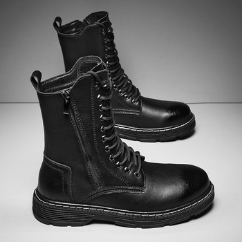 Πλαϊνό φερμουάρ Trend ανδρικές μπότες Αθλητικά παπούτσια εξωτερικού χώρου μόδας ψηλά παπούτσια για άνδρες casual δερμάτινο Street Style Ankle Boot Ανδρικό Μέγεθος 38-48