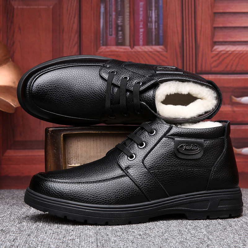 Χειμερινές ανδρικές δερμάτινες μπότες υψηλής ποιότητας Ανδρικές μπότες για χιόνι Super ζεστές ανδρικές μπότες Oxfords Αντιολισθητικά βαμβακερά παπούτσια για περπάτημα Ανδρικά παπούτσια για χιόνι