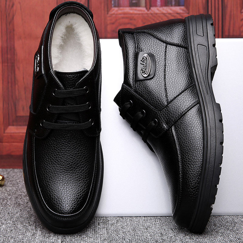 Χειμερινές ανδρικές δερμάτινες μπότες υψηλής ποιότητας Ανδρικές μπότες για χιόνι Super ζεστές ανδρικές μπότες Oxfords Αντιολισθητικά βαμβακερά παπούτσια για περπάτημα Ανδρικά παπούτσια για χιόνι
