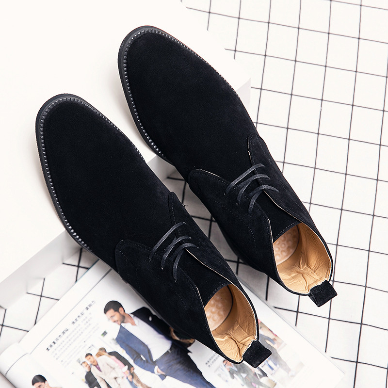 Cizme Chelsea noi Cizme clasice pentru bărbați Pantofi de modă pentru bărbați Botine casual cu șireturi Pantofi casual pentru bărbați de marcă negru, stil britanic retro