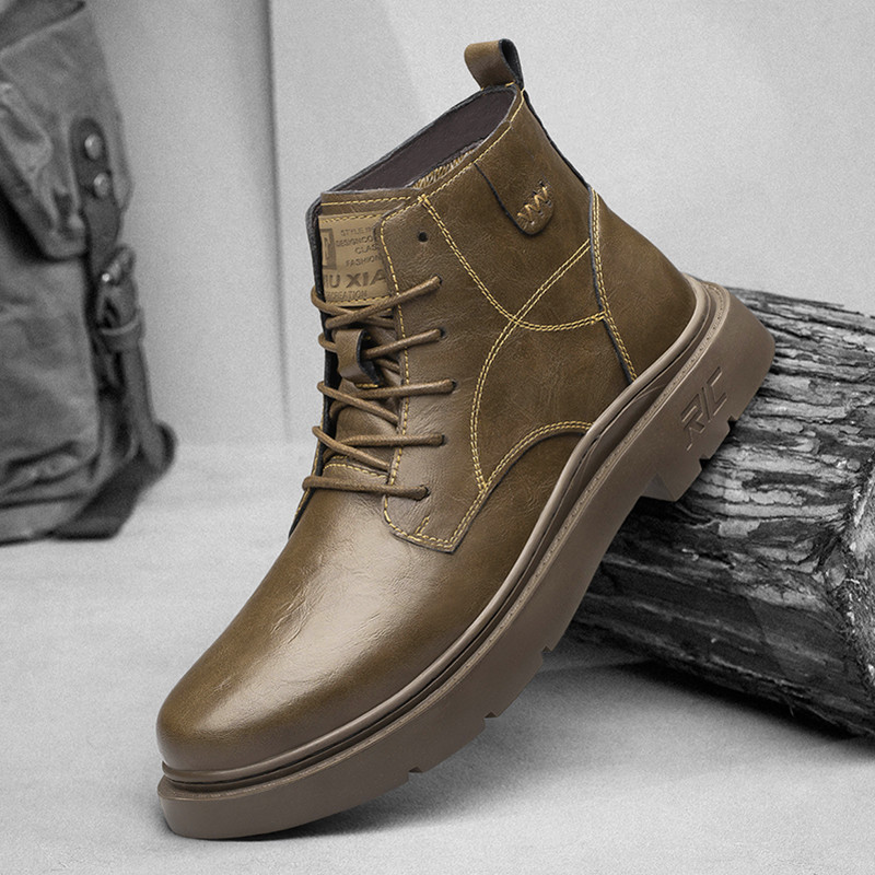 Pánske motocyklové topánky v punkovom štýle, kožené členkové topánky v retro štýle, obchodné topánky, outdoorové a voľnočasové aktivity, základné topánky