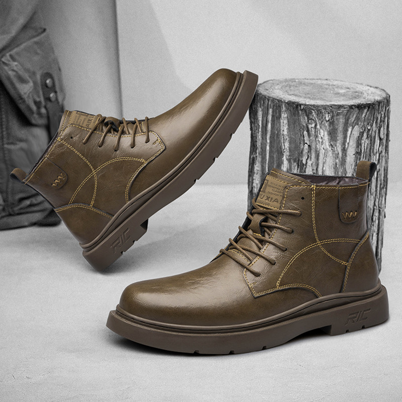 Pánske motocyklové topánky v punkovom štýle, kožené členkové topánky v retro štýle, obchodné topánky, outdoorové a voľnočasové aktivity, základné topánky