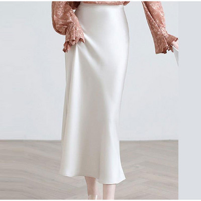 Fusta din satin solid Y2K pentru femei 2023, vară, cu talie înaltă, fustă lungă, elegantă, pentru plajă, fuste maxi