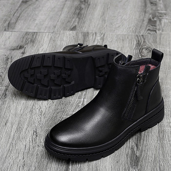Νέα Μόδα Ανδρικές Μπότες Chelsea Μαύρα με μεσαία κορυφή casual παπούτσια Ευέλικτο από ανδρικές μπότες αστραγάλου Ζεστές χειμωνιάτικες στρατιωτικές μπότες