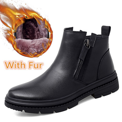 Cizme chelsea pentru bărbați, la modă nouă, pantofi casual negri, cu vârful mijlociu, versatile, din pentru bărbați, cizme militare calde de iarnă