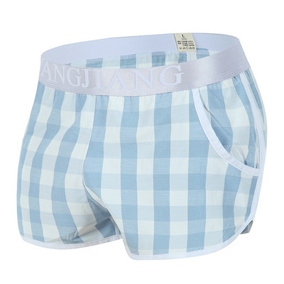 Muške karirane udobne gaćice s džepovima Boksačice Konveksne torbice Gaćice Gaćice s izbočenim penisom Kratke hlače Donje rublje Prozračne ravne bokserice