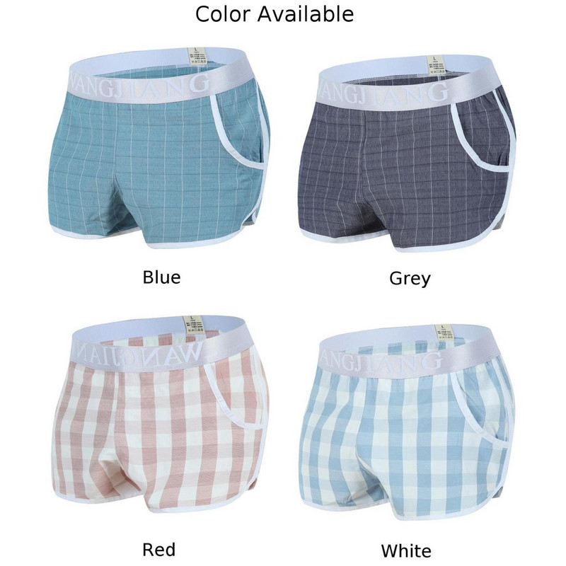 Muške karirane udobne gaćice s džepovima Boksačice Konveksne torbice Gaćice Gaćice s izbočenim penisom Kratke hlače Donje rublje Prozračne ravne bokserice