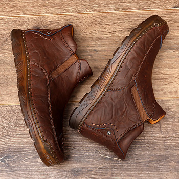 Ανδρικές μπότες δερμάτινες 2022 Φθινόπωρο Χειμώνας Vintage Στυλ Κοντό Chelsea Μπότες Ανδρικά Υποδήματα Casual Ανδρικές μπότες μοτοκρός ελαφριές