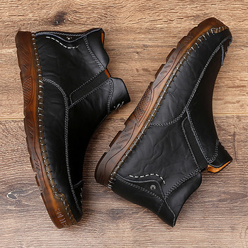 Ανδρικές μπότες δερμάτινες 2022 Φθινόπωρο Χειμώνας Vintage Στυλ Κοντό Chelsea Μπότες Ανδρικά Υποδήματα Casual Ανδρικές μπότες μοτοκρός ελαφριές