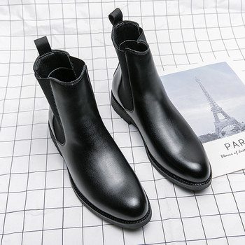 Φθινοπωρινές νέες μπότες Chelsea για άντρες Μαύρα καφέ παπούτσια πλατφόρμας Μόδα πανκ στυλ Αντρικά μποτάκια Slip on Ανδρικά παπούτσια μοτοσυκλέτας