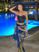 Kliou mrežaste suknje s estetskim printom Ženske zapanjujuće seksi nepravilnog oblika Jedinstveni stil Bočna čipkana odjeća Klubska odjeća Ženska odjeća