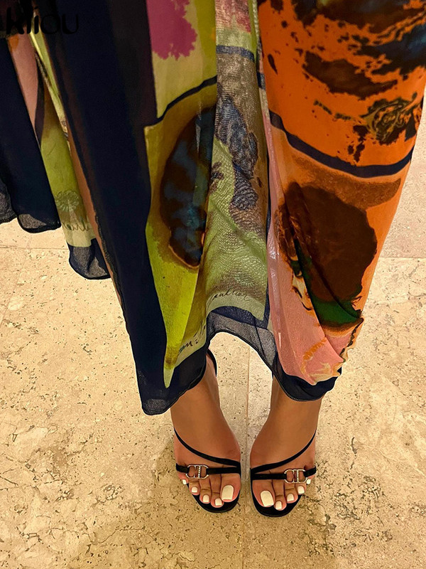 Kliou mrežaste suknje s estetskim printom Ženske zapanjujuće seksi nepravilnog oblika Jedinstveni stil Bočna čipkana odjeća Klubska odjeća Ženska odjeća